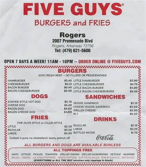 five guys burgers & fries menu|Five Guys Burgers & Fries Delivery – Online menu